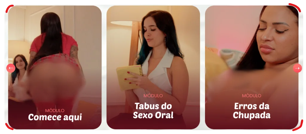 Imagem dos módulos do curso muito além da chupada da Juliana Santos