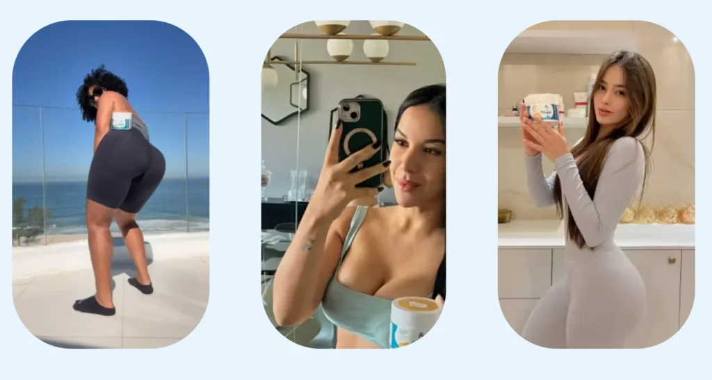 3 mulheres mostrando o pote de magic muuh