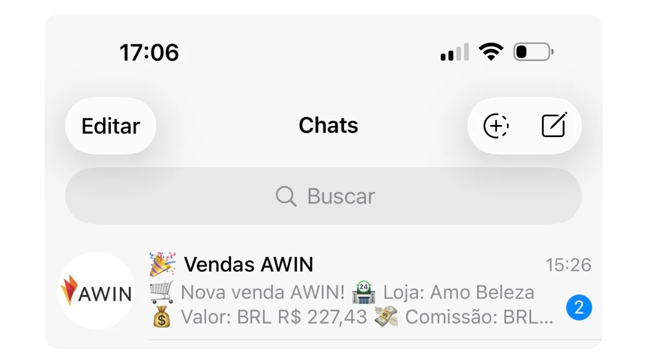 Bot AWIN Telegram — Notificações de vendas em tempo real