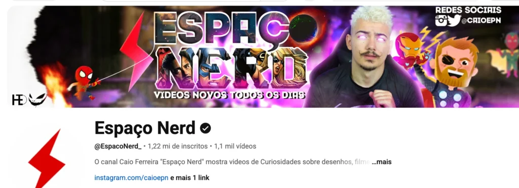 Print do canal Espaço Nerd do Caio Ferreira