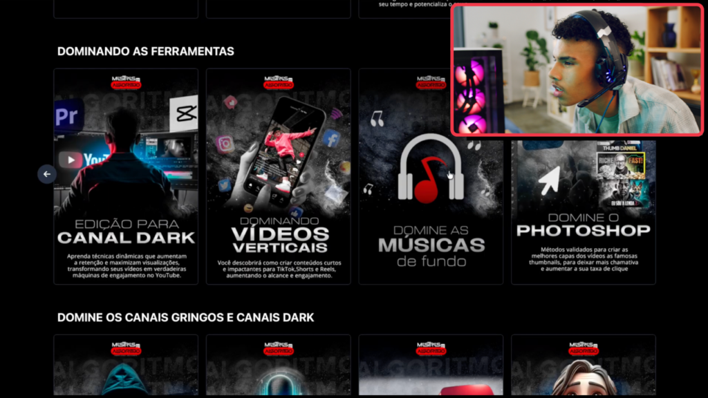 Curso mestres do algoritmo canal dark